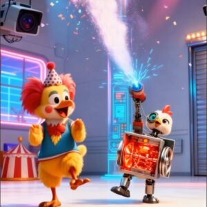 Funny Hen Clown vs Robot Machine Madness by Hen-tertainment 3