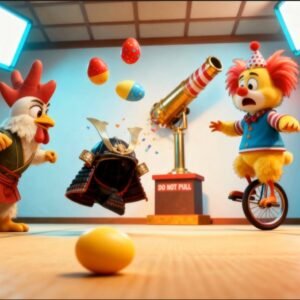 Funny Hen Samurai vs Clown Chaos Showdown by Hen-tertainment 3