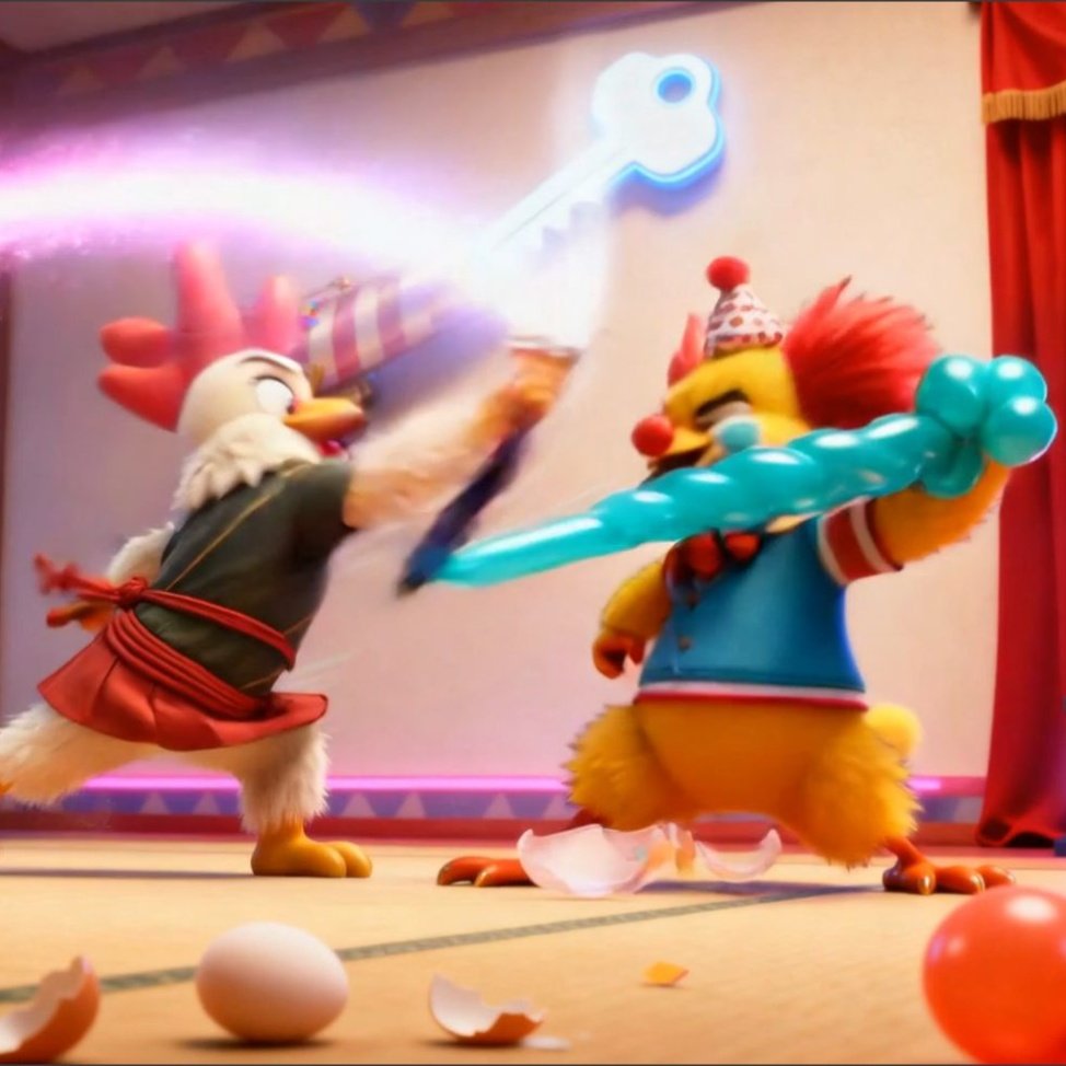 Funny Hen Samurai vs Clown Chaos Showdown by Hen-tertainment 5
